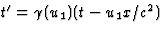 $t'=\gamma(u_1)(t-u_1x/c^2)$